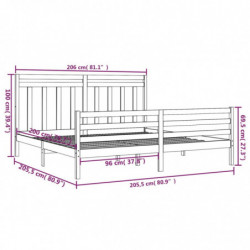 Massivholzbett Grau 200x200 cm