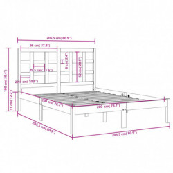 Massivholzbett Grau 200x200 cm