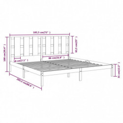 Massivholzbett Schwarz 180x200 cm 6FT Super King