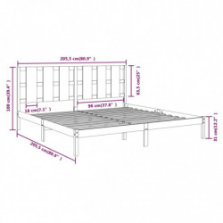 Massivholzbett Grau Kiefer 200x200 cm