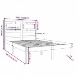 Massivholzbett Schwarz 150x200 cm 5FT King Size