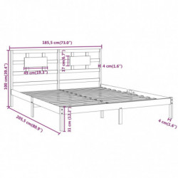 Massivholzbett Grau 180x200 cm 6FT Super King