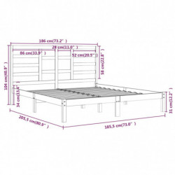 Massivholzbett Grau 180x200 cm 6FT Super King