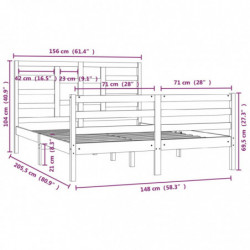 Massivholzbett Honigbraun 150x200 cm 5FT King Size