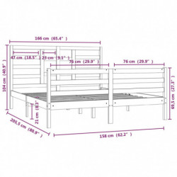 Massivholzbett Grau 160x200 cm