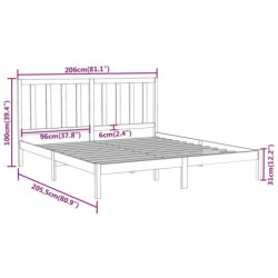 Massivholzbett Grau 200x200 cm