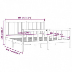 Massivholzbett Schwarz 180x200 cm 6FT Super King