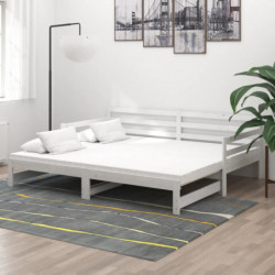 Tagesbett Ausziehbar Weiß Kiefer Massivholz 2x(90x200) cm