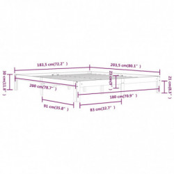 Massivholzbett Grau 180x200cm 6FT Super King