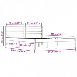 Massivholzbett Kiefer 150x200 cm Weiß 5FT King Size