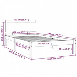 Massivholzbett Grau Kiefer 100x200 cm