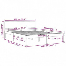 Massivholzbett Honigbraun 150x200 cm 5FT King Size