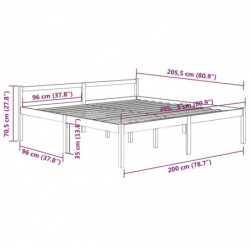 Massivholzbett Schwarz Kiefer 200x200 cm