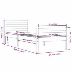 Massivholzbett Schwarz 100x200 cm