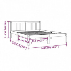 Massivholzbett Schwarz 135x190 cm 4FT6 Double