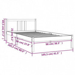 Massivholzbett Grau 100x200 cm