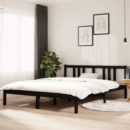 Massivholzbett Schwarz 150x200 cm 5FT King Size