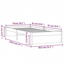 Massivholzbett Honigbraun 75x190 cm 2FT6 Small Single