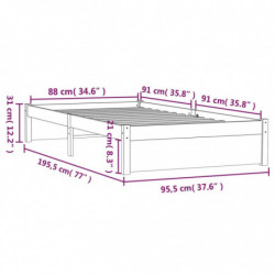 Massivholzbett Schwarz 90x190 cm 3FT Single