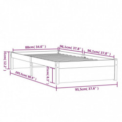 Massivholzbett Schwarz 90x200 cm