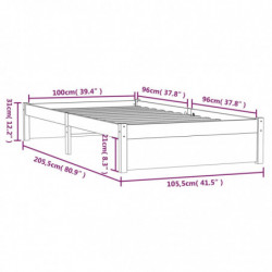 Massivholzbett Grau 100x200 cm