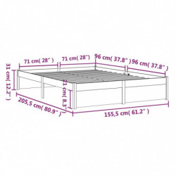 Massivholzbett 150x200 cm 5FT King Size