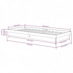 Massivholzbett Schwarz 100x200 cm