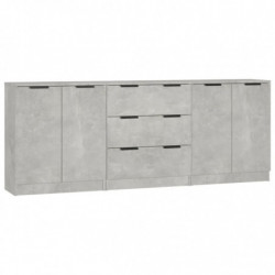 3-tlg. Sideboard-Set Betongrau Holzwerkstoff