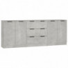 3-tlg. Sideboard-Set Betongrau Holzwerkstoff