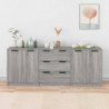 3-tlg. Sideboard Grau Sonoma Eiche-Optik Holzwerkstoff