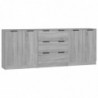 3-tlg. Sideboard Grau Sonoma Eiche-Optik Holzwerkstoff