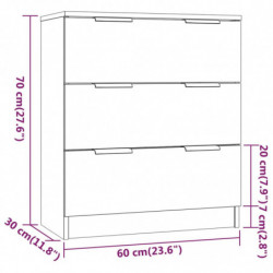 3-tlg. Sideboard Grau Sonoma Eiche-Optik Holzwerkstoff