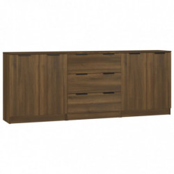 3-tlg. Sideboard Braun Eiche-Optik Holzwerkstoff