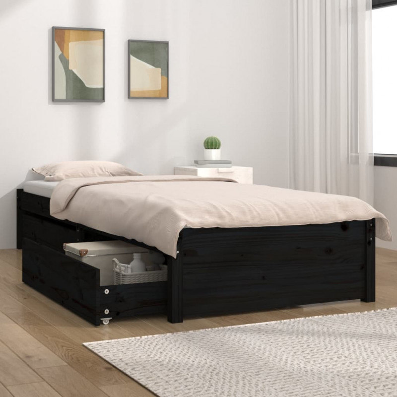 Bett mit Schubladen Schwarz 90x190 cm 3FT Single