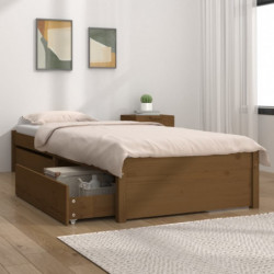 Bett mit Schubladen Honigbraun 90x200 cm