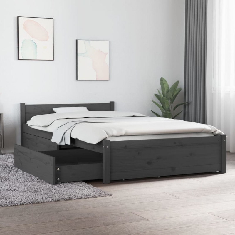 Bett mit Schubladen Grau 90x200 cm