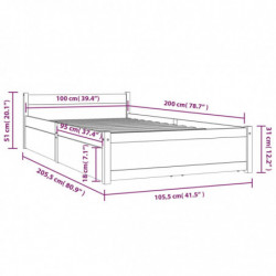 Bett mit Schubladen Honigbraun 100x200 cm