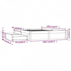 Bett mit Schubladen Schwarz 135x190 cm 4FT6 Double