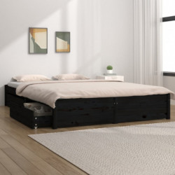 Bett mit Schubladen Schwarz 140x190 cm