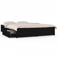 Bett mit Schubladen Schwarz 140x200 cm