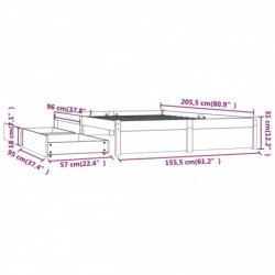 Bett mit Schubladen Schwarz 150x200 cm 5FT King Size