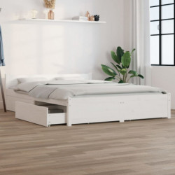 Bett mit mit Schubladen Weiß 140x190 cm