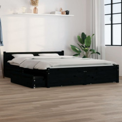 Bett mit Schubladen Schwarz 120x200 cm