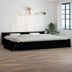 Bett mit Schubladen Schwarz 180x200 cm 6FT Super King