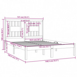 Massivholzbett Grau 135x190 cm 4FT6 Double