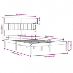 Massivholzbett Weiß 150x200 cm 5FT King Size