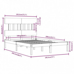 Massivholzbett Weiß 180x200 cm 6FT Super King