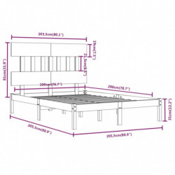 Massivholzbett Grau 200x200 cm