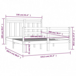 Massivholzbett 150x200 cm 5FT King Size