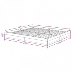 Massivholzbett Schwarz 200x200 cm